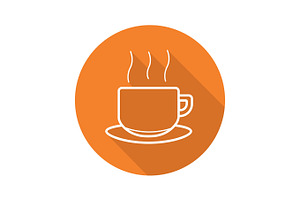 Steaming Cup Flat Linear Long Shadow Icon