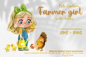 Farmer girl with watering can, a Person Illustration by Azuzlikus