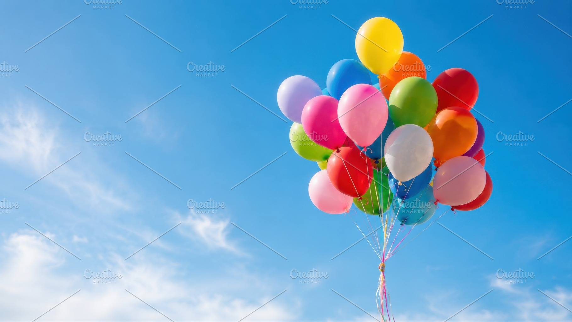 Colorful balloons floating in sky, a Photo by Beautiful things
