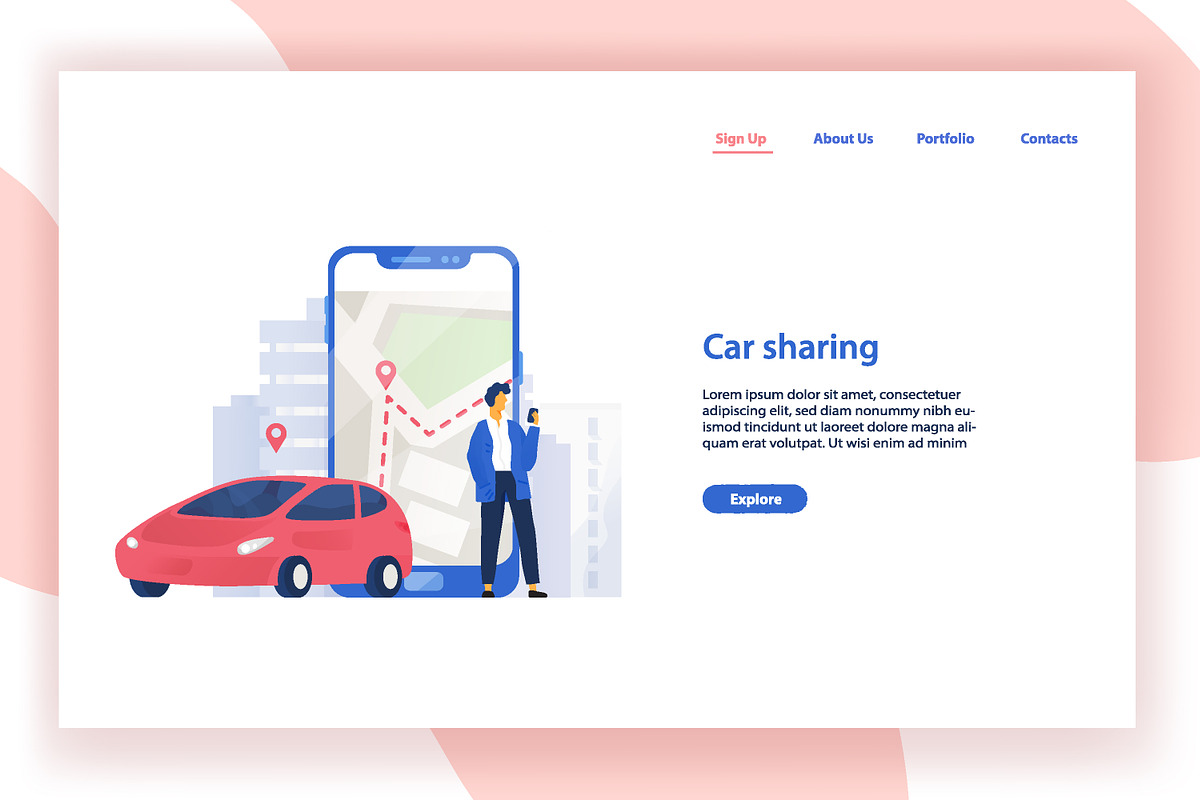 Car sharing concept, a Transportation Illustration by Good Studio (Photo 1 of 3)