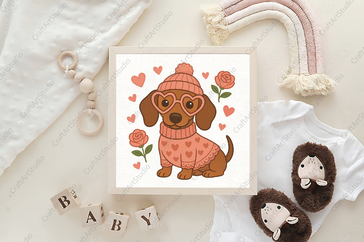 Valentine Dachshund Dog Mom PNG, an Illustration by CraftArtStudio (Photo 4 of 4)