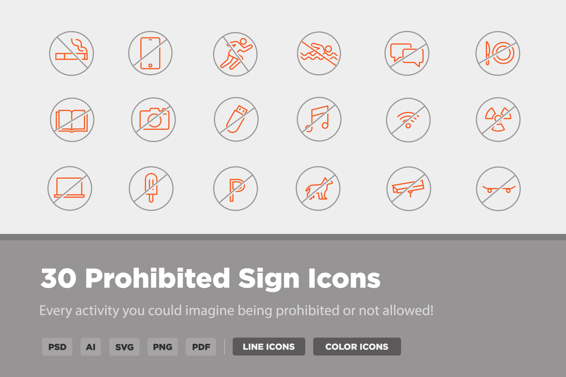 30 Prohibited Sign Icons, an Icon by Creative VIP | Creative Market