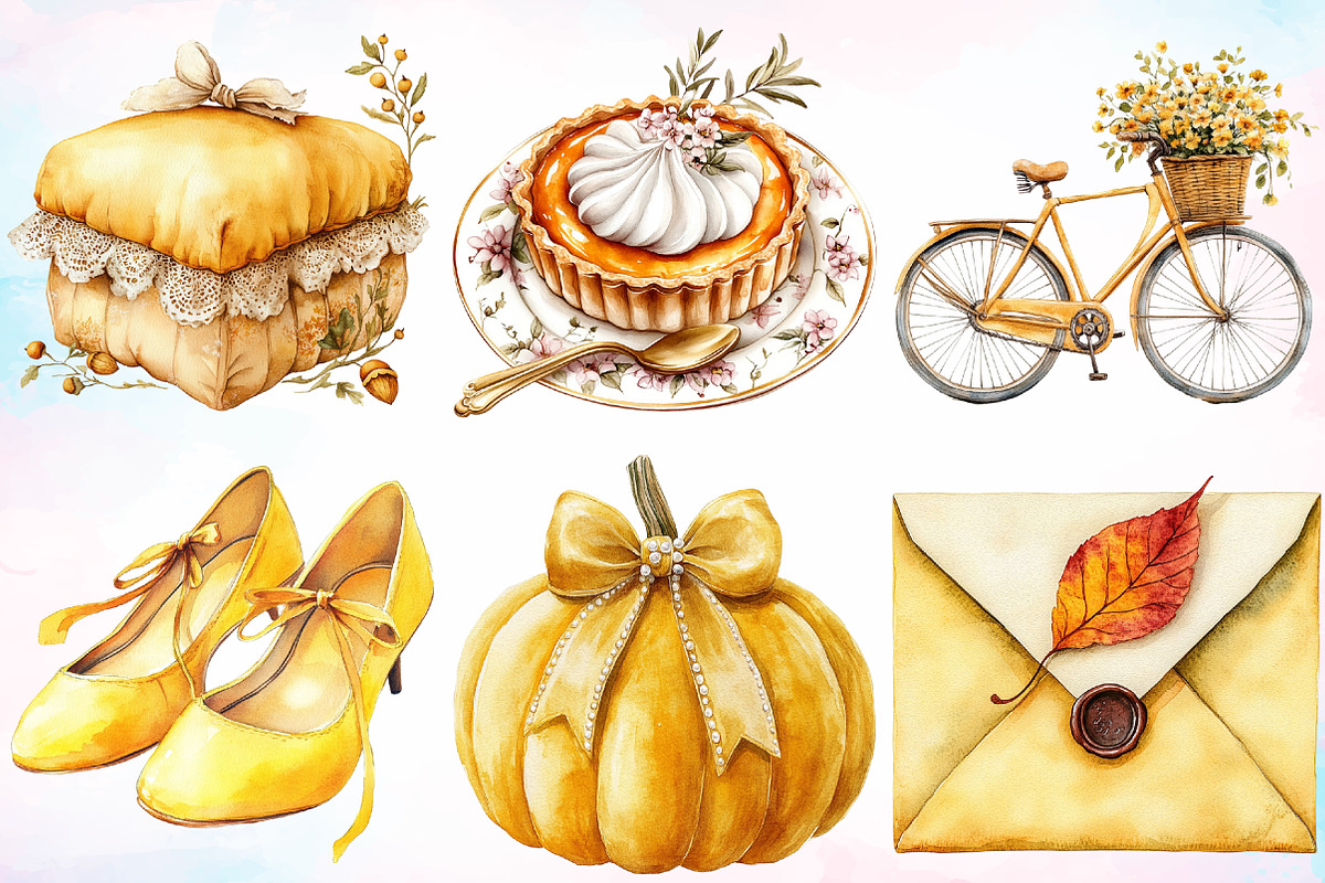 Yellow Coquette Autumn Clipart PNG, a Seasonal Illustration by Canvas Craft (Photo 3 of 3)
