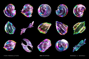 3D Iridescent - 64 Illustrations