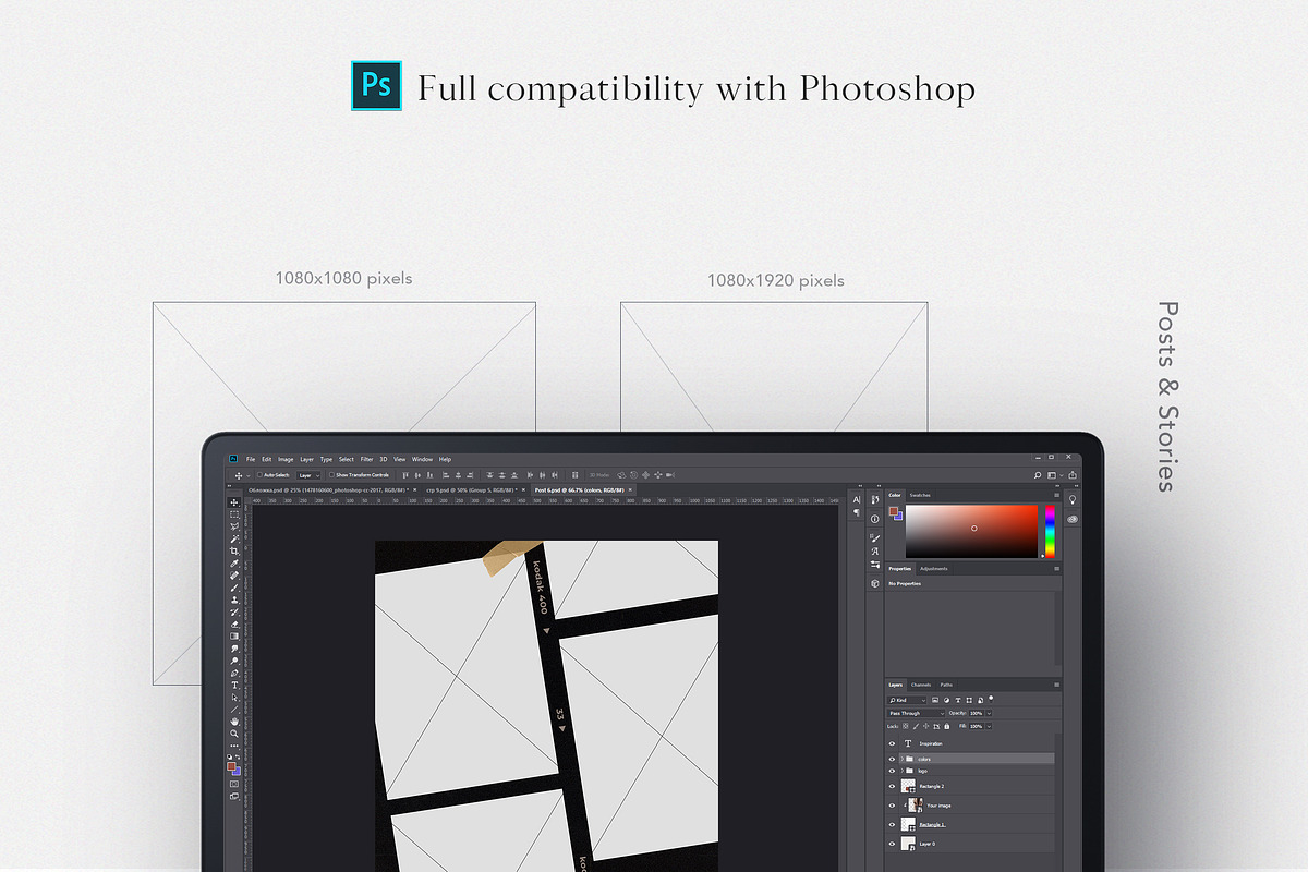 CANVA & PS / 120 Film Frames, a Social Media Template by Simple có (Photo 7 of 17)