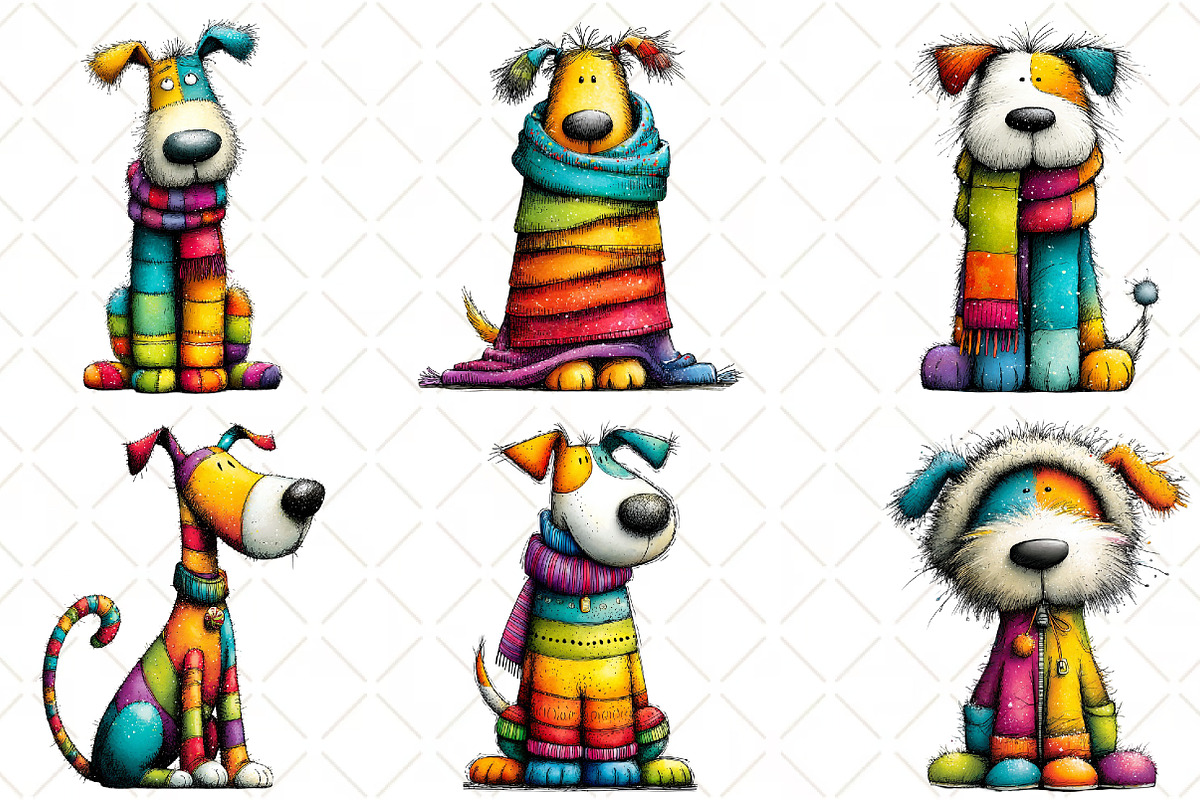 Whimsical Christmas Dog Clipart, an Illustration by Black Bird Studio (Photo 2 of 6)