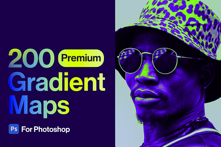 200 Gradients Maps Photoshop Bundle, a Gradient Add-On by iHemalaya