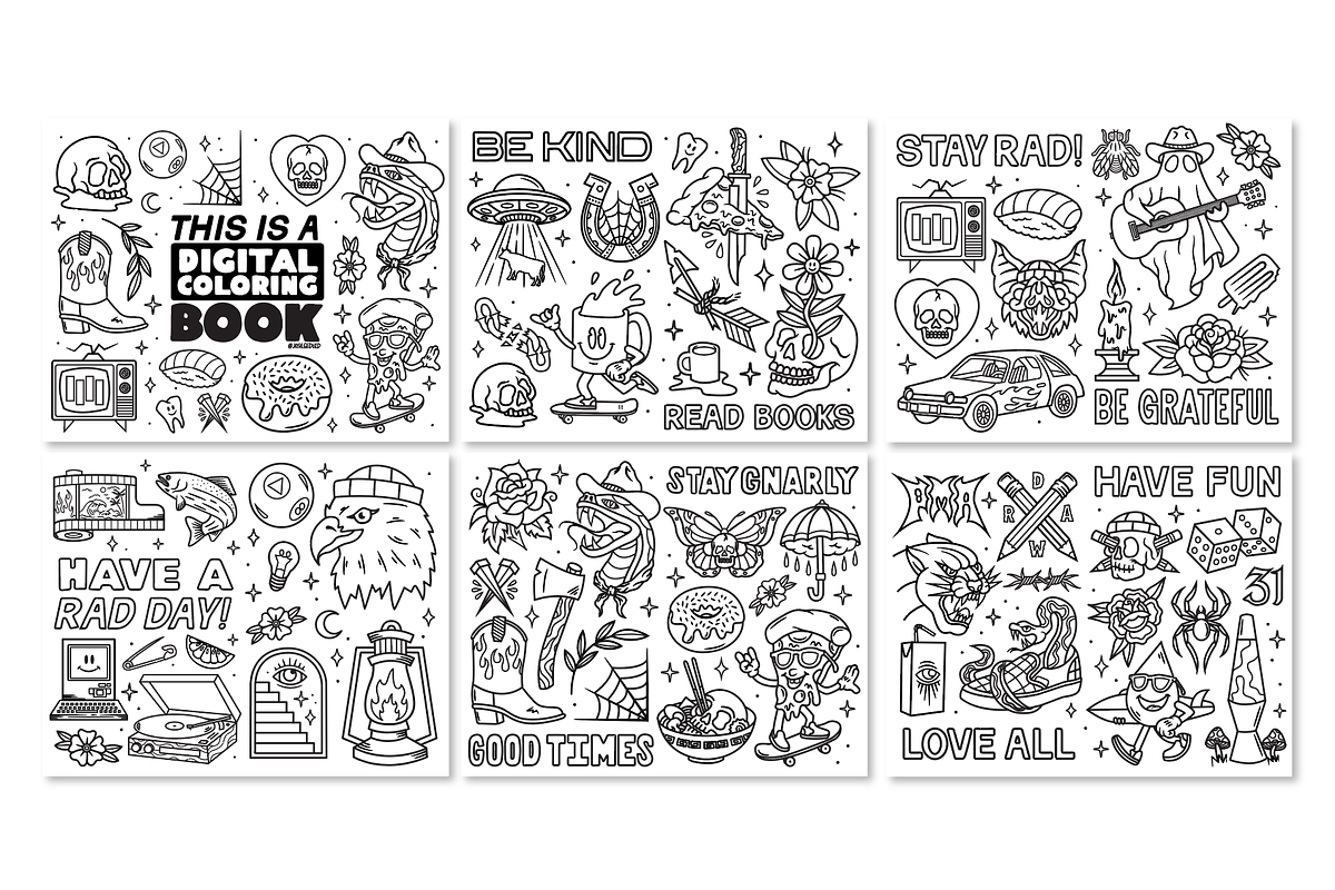 Skulls & Slices Coloring Book, an Outline Icon by Joshgeduld (Photo 2 of 3)