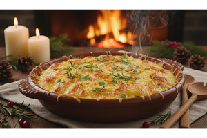 Steaming dish of potato gratin, a Holiday Photo by Igor Tichonow
