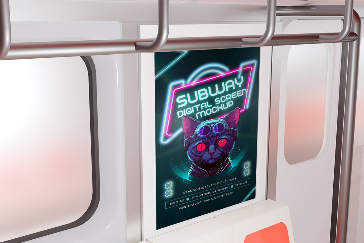 Subway Digital Screen Mockup, an Advertising Mockup by HanaSaka_Studio (Photo 5 of 5)