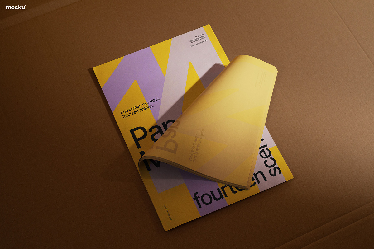 Editorial Folded Poster Mockup Set, a Books & Magazine Mockup by Mocku (Photo 10 of 17)