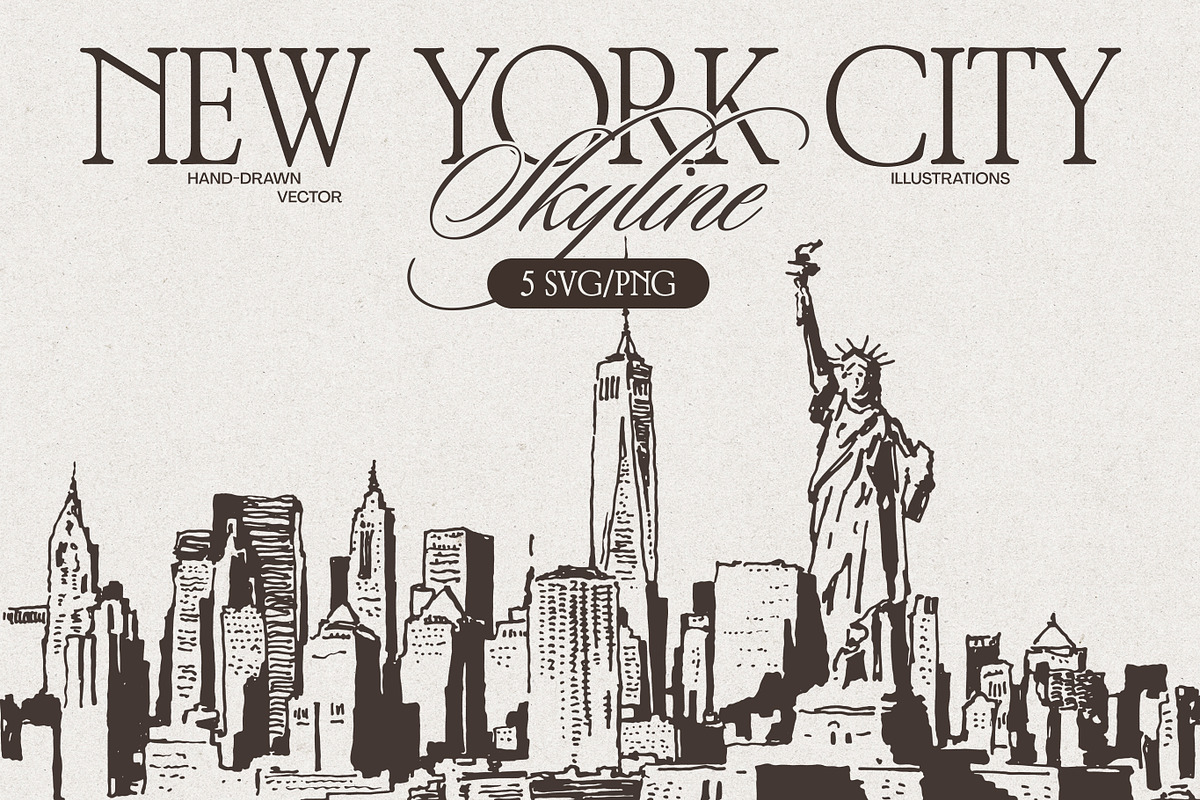 New York City Skyline Sketches, a Work Illustration by TheMountBirdStudio (Photo 1 of 8)