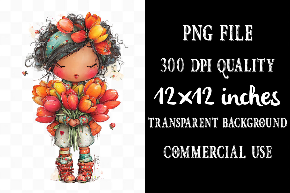 38 Whimsical Girl and Flower Spring, an Illustration by Designking (Photo 4 of 5)