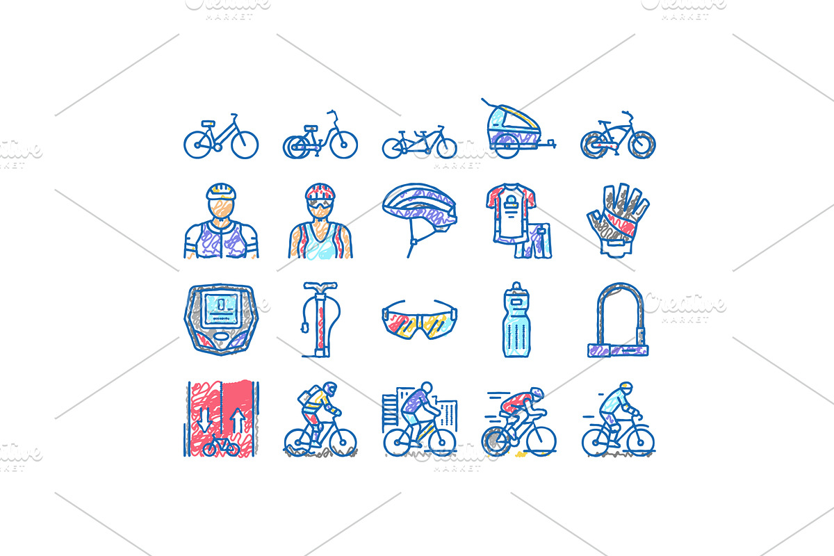 Bike Transport And Accessories Icons, an Object Illustration by pikepicture
