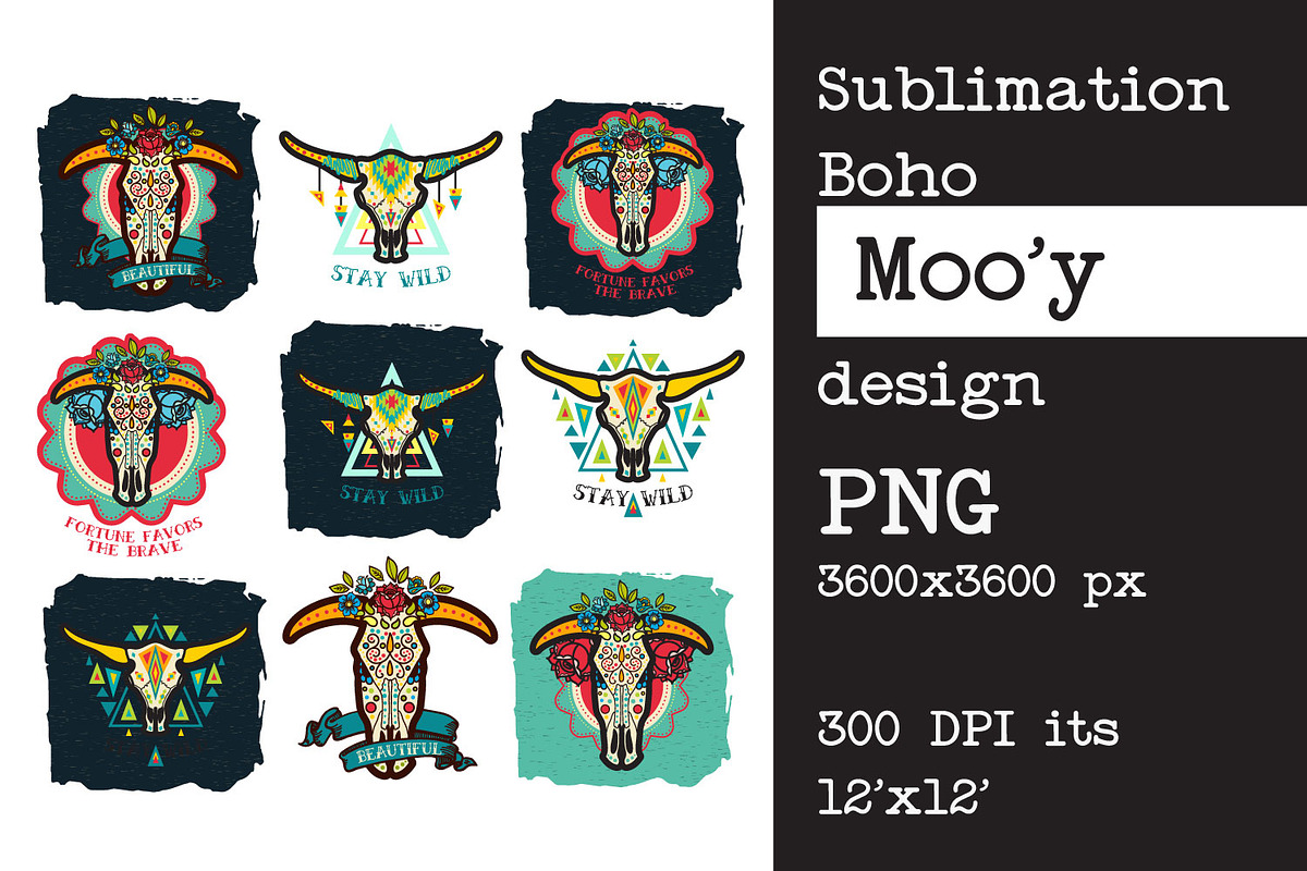 Sublimation design Bull | cow skull, an Object Graphic by KundolaArt (Photo 1 of 15)