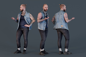 Tattooed Guy In Denim Vest