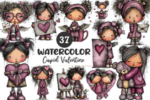 whimsical cupid valentine clipart, an Illustration by CreationArt