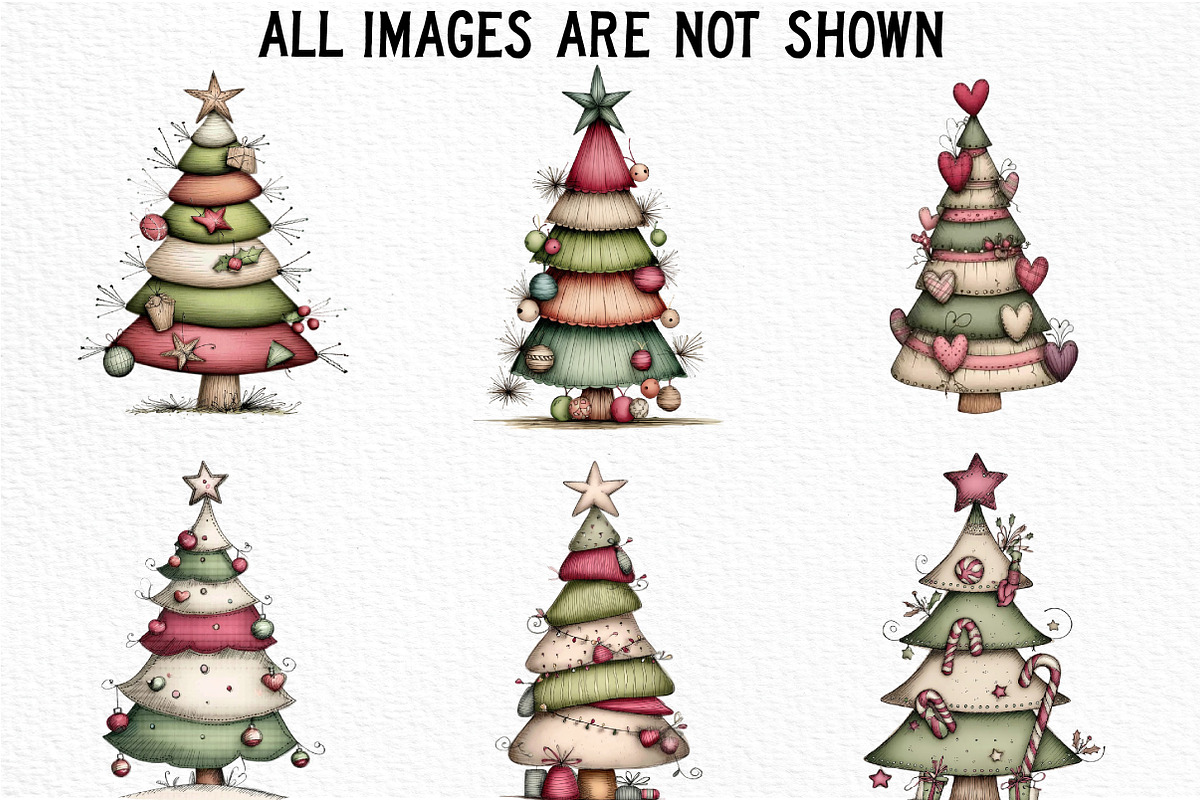 Whimsical Christmas Tree Clipart, an Illustration by Craft Nest (Photo 2 of 6)