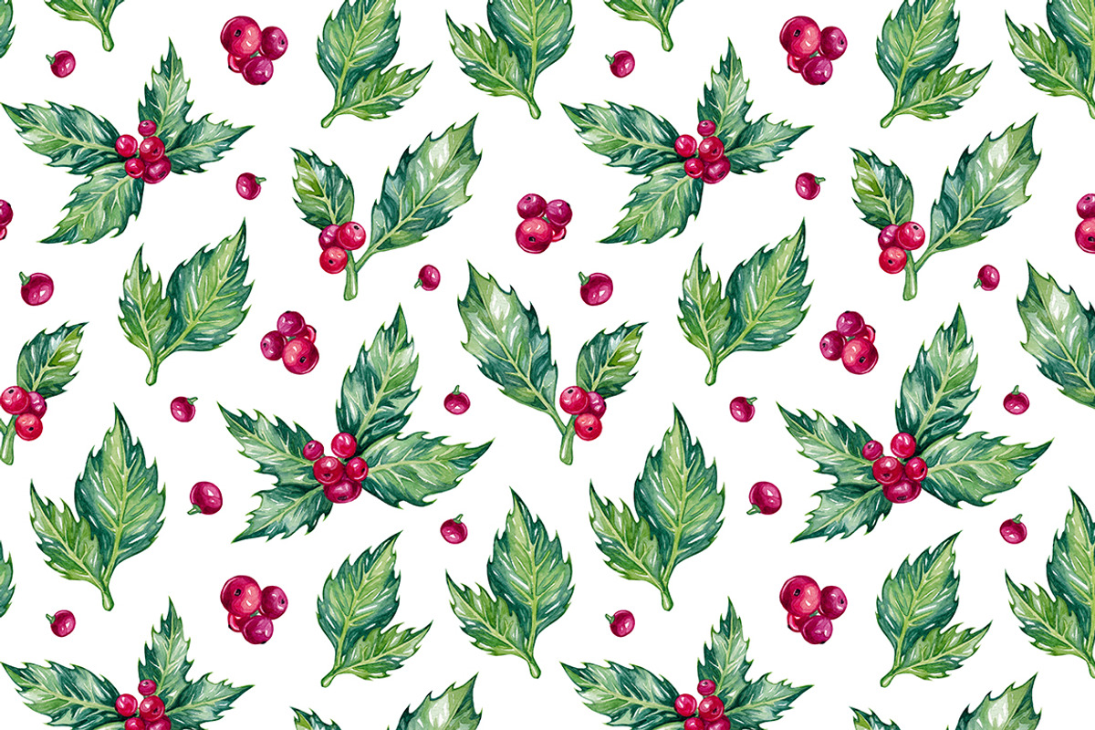 Watercolor Holly Illustrations, a Decorative Illustration by Olga Olmix (Photo 3 of 5)
