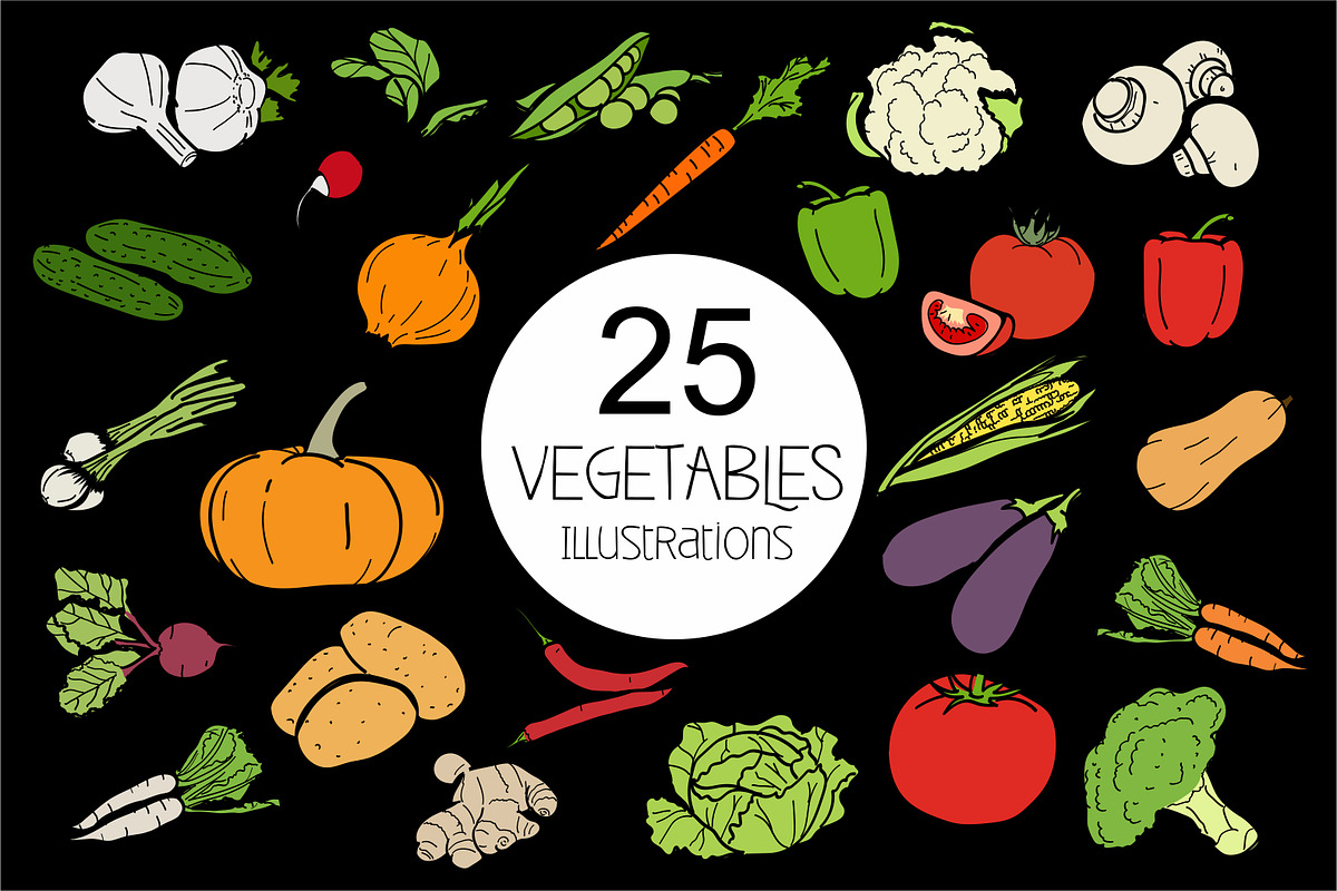 Vegetables 25 types of garden plants, an Object Graphic by Vintage Font Lab (Photo 1 of 26)