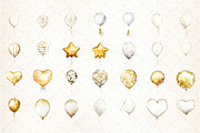 White and Gold Balloons Clipart, an Illustration by DreamCafeArt (Thumbnail 2 of 7)