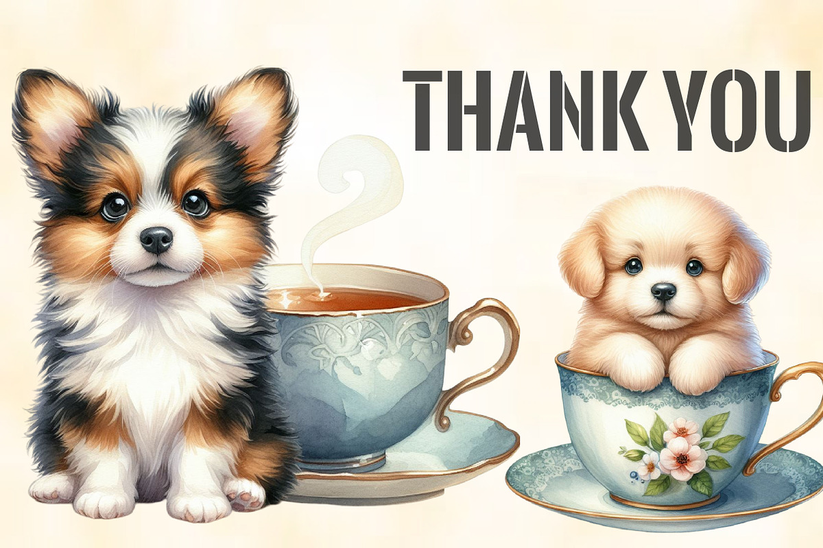 Watercolor Dog Teacup Clipart, an Illustration by CraftArtStudio (Photo 6 of 6)