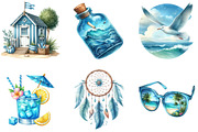Blue Summer Beach Clipart, an Illustration by DreamArtGraphic (Thumbnail 4 of 4)