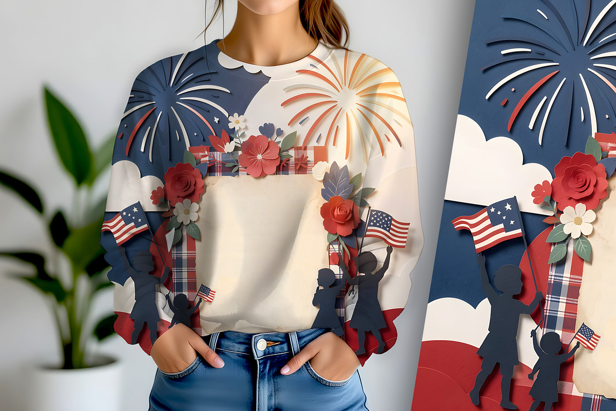 4th of July Paper Cutting Blank, a Seasonal Illustration by Sharon Schwalbe (Photo 3 of 6)