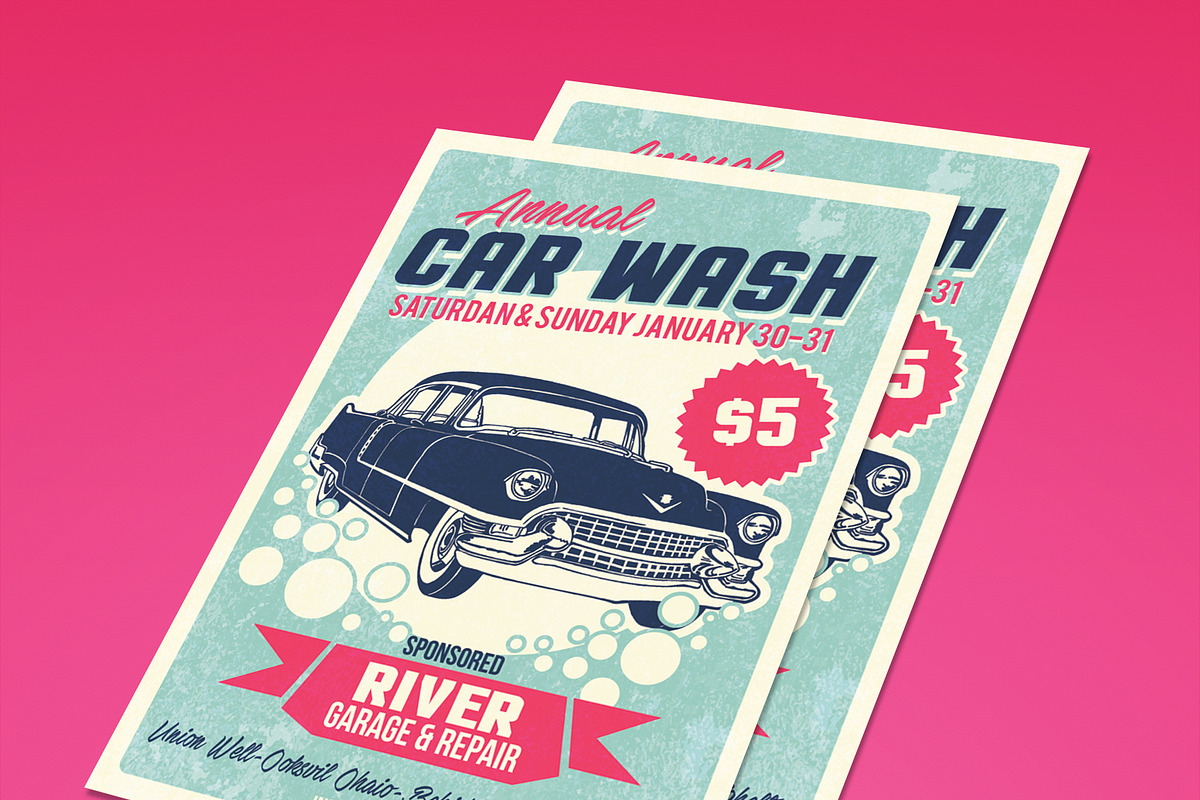 Car Wash Retro Style, a Flyer Template by Muhamad Iqbal hidayat (Photo 3 of 3)