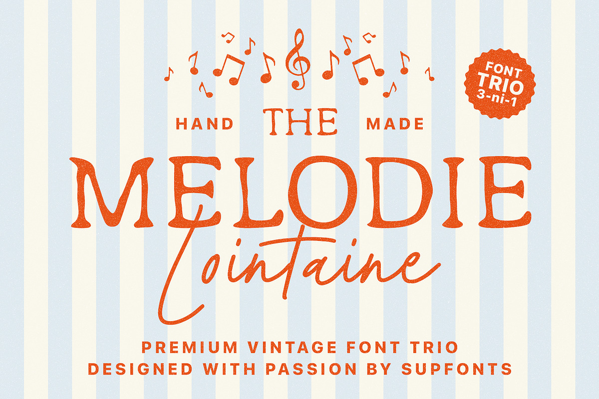 Melodie Lointaine Trio, a Handwritten Font by supfonts (Photo 1 of 9)