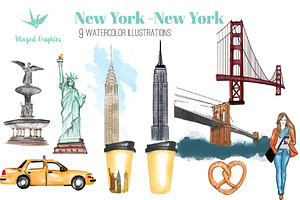 New York Watercolor Illustrations