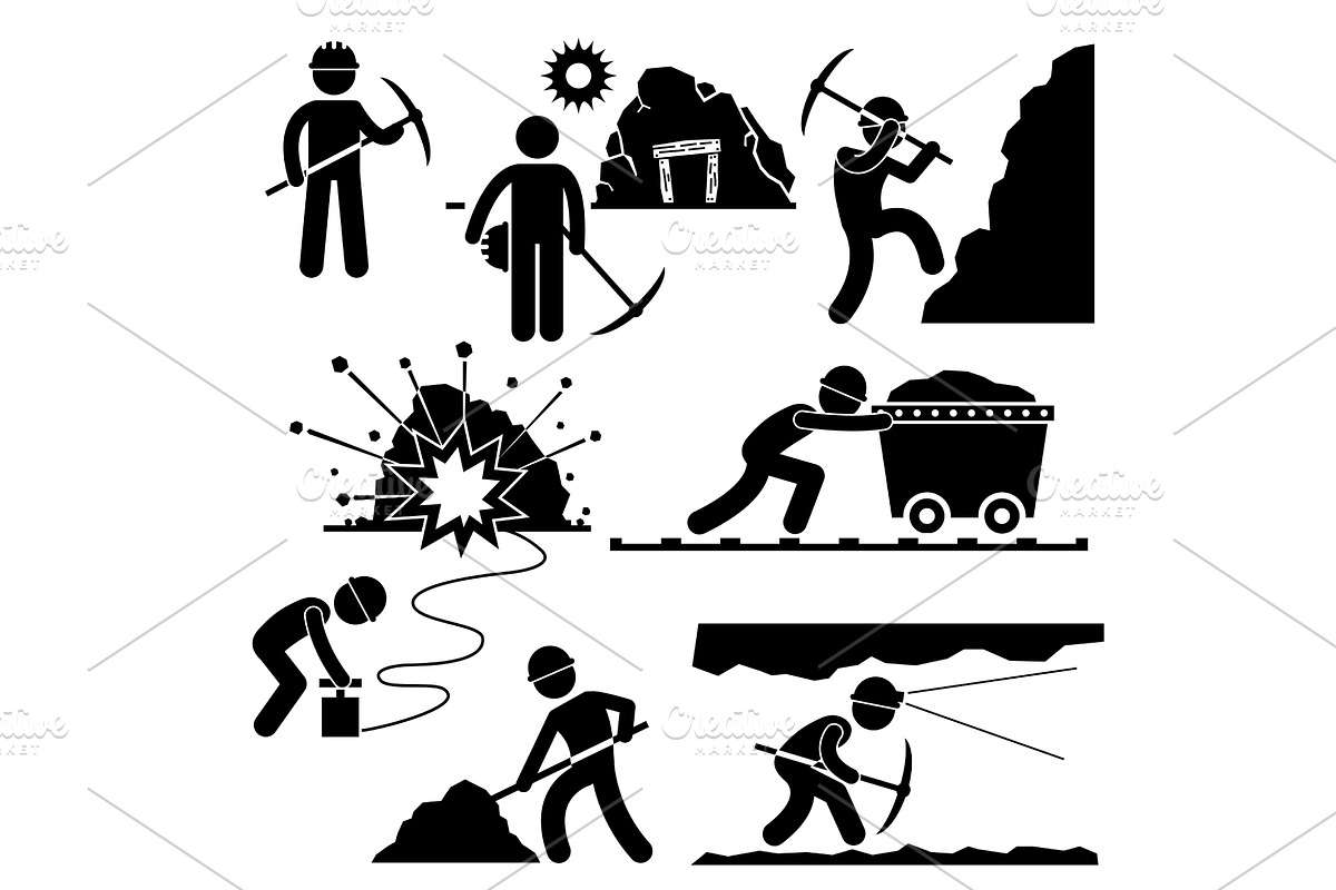 Mining Worker Miner Labor Stick Man, an Icon by Leremy Stick Figures