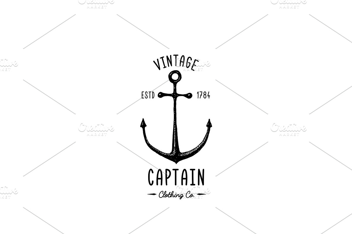 Anchor engraved vintage in old hand drawn or tattoo style, drawing for ...