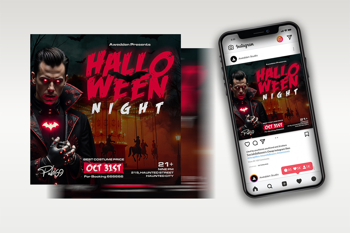Halloween Party Flyer Template, a Flyer Template by Posterfello (Photo 3 of 4)