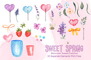 Sweet Spring Watercolor Collection, an Illustration by TanataDesign (Thumbnail 2 of 9)