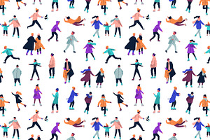 Tiny People Seamless Patterns Set