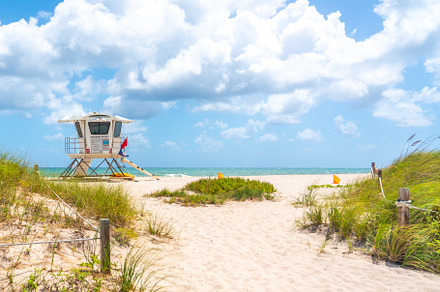 Pathway to the beach with Lifeguard, a Nature Photo by Maria Kray