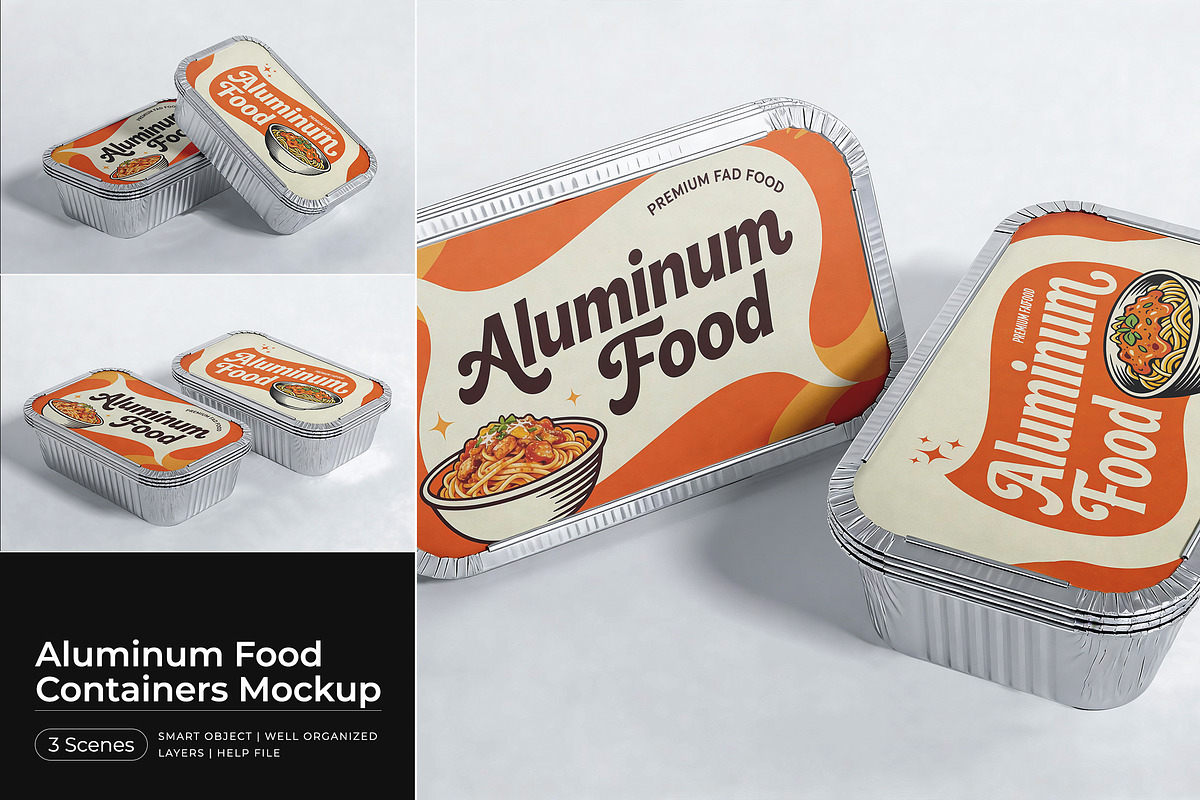 Aluminum Food Containers Mockup, a Cups & Container Mockup by Pitchlook.Studio (Photo 1 of 4)
