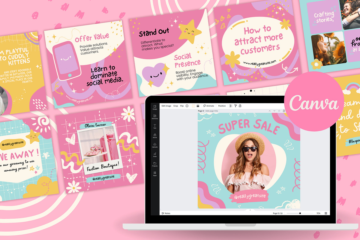 Social Media Posts Canva Templates, a Social Media Template by TemplateCastleStore (Photo 4 of 10)