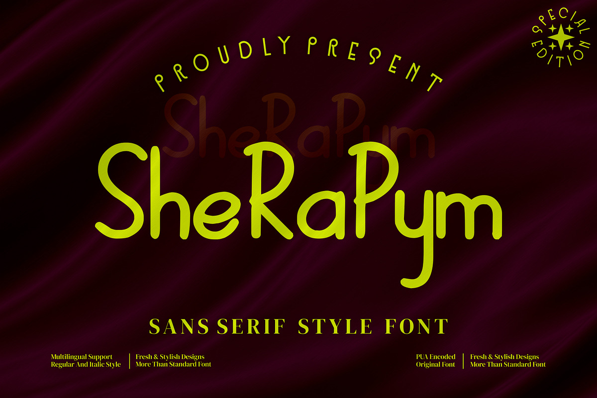 Sherapym - Sans serif stye font, a Sans Serif Font by mahstudios (Photo 1 of 8)