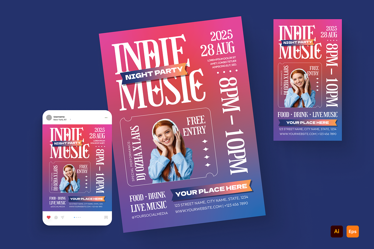 Indie Music Flyer, a Flyer Template by MMPixelCraft (Photo 1 of 4)