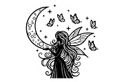 Fairy Moon Butterfly Silhouette, an Object Illustration by Gaye Art (Thumbnail 22 of 31)