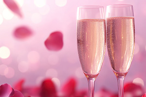 Champagne glasses on blurred lights background, Valentine's Day, a Photo by AlyaAnd