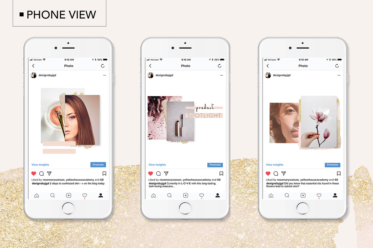 Beauty Blogger Instagram Bundle, a Social Media Template by jgdigital.co designs (Photo 5 of 5)