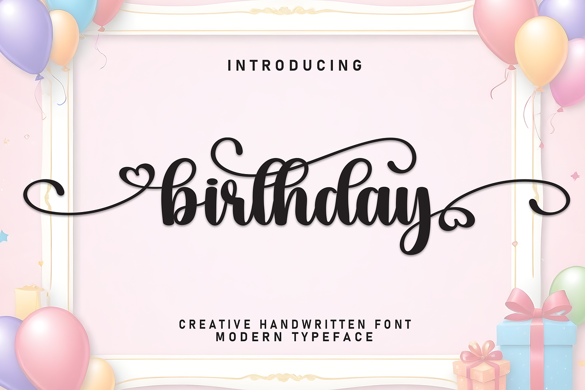 Birthday | Script Font, a Handwritten Font by Scratchones (Photo 1 of 9)