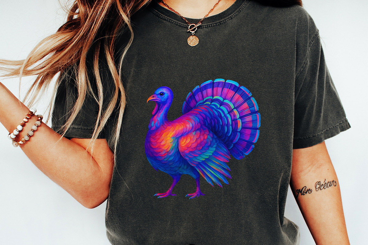 Colorful Neon Turkey PNG, Vibrant, an Illustration by SharpMarketplace (Photo 5 of 5)
