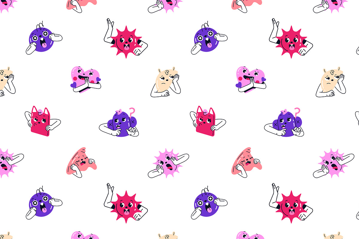 Funny characters with emotions set, a Decorative Illustration by PaperTrident (Photo 6 of 6)