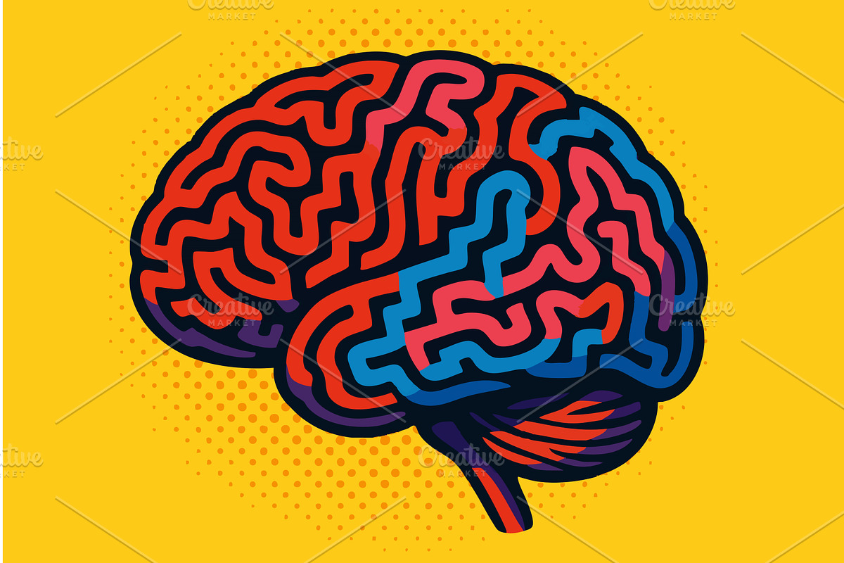 Human Brain with Maze Pattern vector, a Healthcare Illustration by AlexArt
