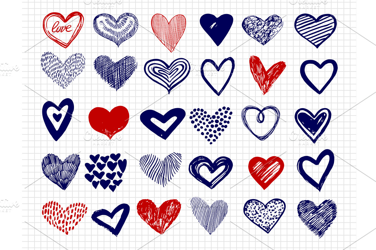 Ballpoint pen drawing doodle hearts, a Background Graphic by Valerie Bodnar