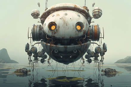 robotic technological ship, surreal future. Generative Ai, a Technology Photo by Ales Munt
